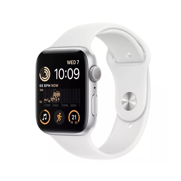 ساعة آبل واتش اس إي - GPS + Cellular - مقاس 44 ملم - بهيكل فضي مع سوار رياضي أبيض | مقاس عادي (Regular) ساعة آبل واتش اس إي - GPS + Cellular - مقاس 44 ملم - بهيكل فضي مع سوار رياضي أبيض | مقاس عادي (Regular)